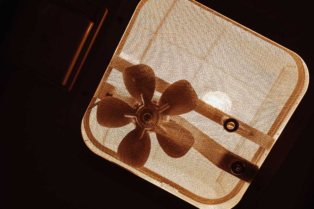 Backlit fan prop inside the Dynamic Duo escape room